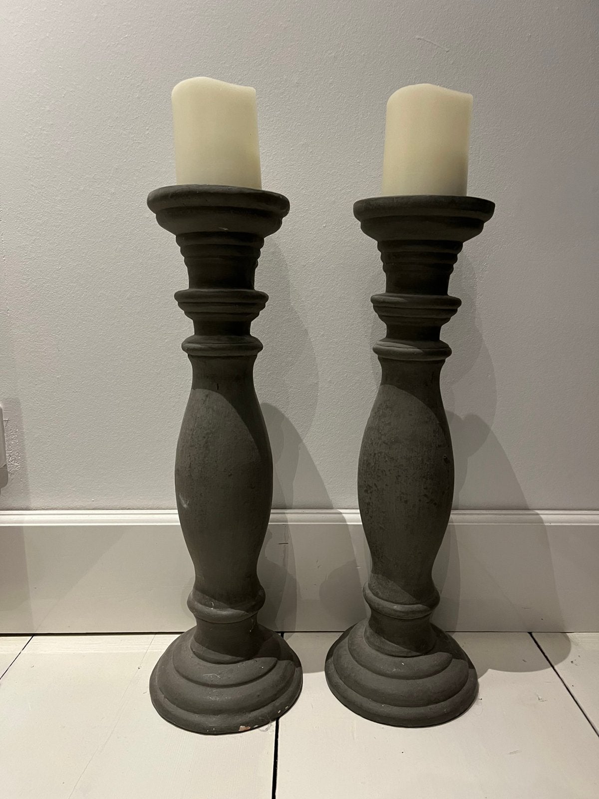 Kandelaar 2X , grijs betonlook / 50 cm, Ophalen, Overige materialen, Gebruikt, 50 cm