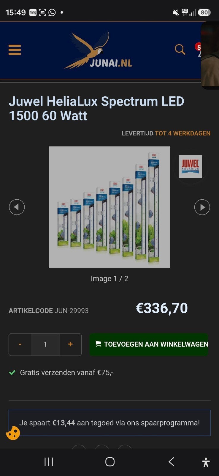 juwel helialux spectrum 1500, Ophalen of Verzenden, Zo goed als nieuw, Verlichting of Verwarming