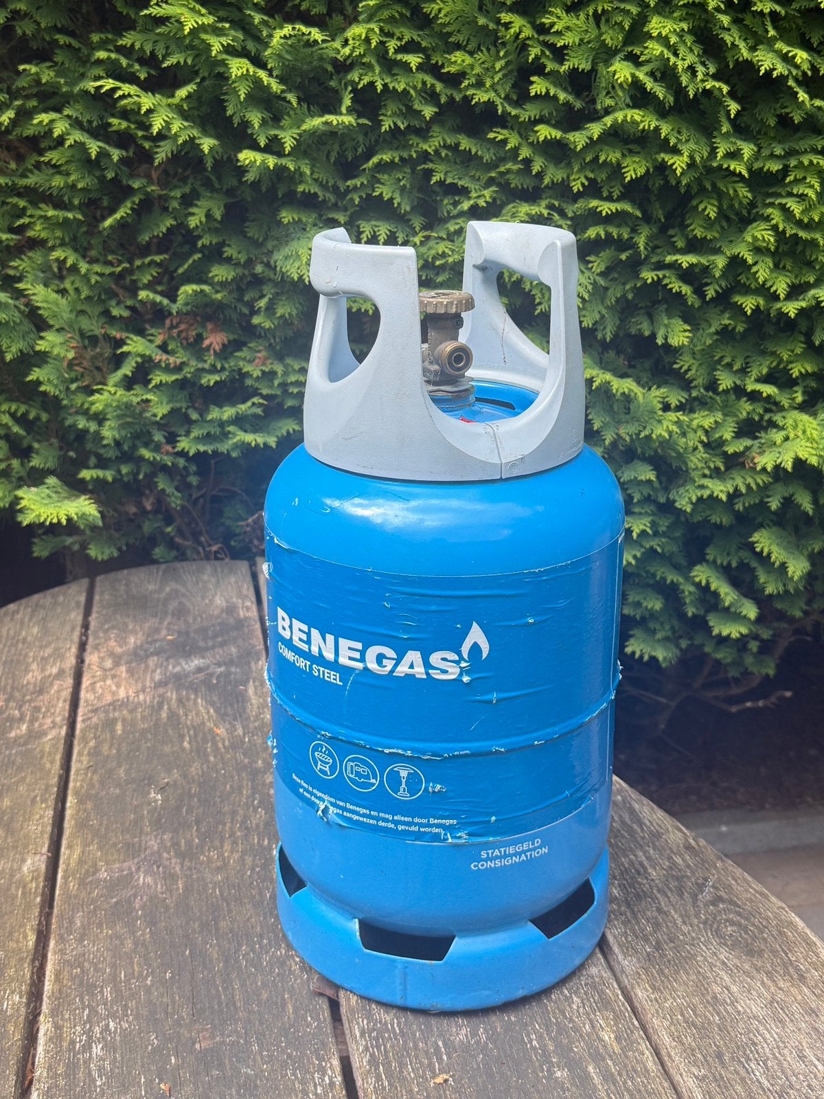 Benegas gasfles 6kg met vulling (half vol), Caravans en Kamperen, Ophalen, Gebruikt