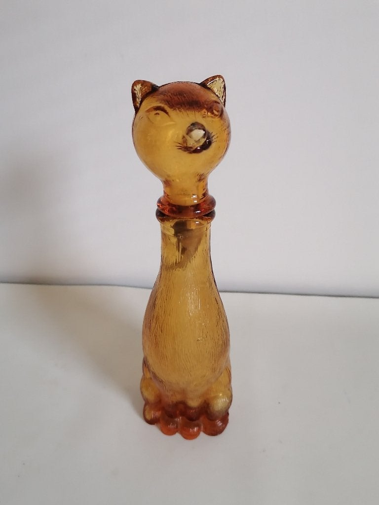 Italiaans empoli glazen decanter/stopfles in de vorm kat, Ophalen of Verzenden