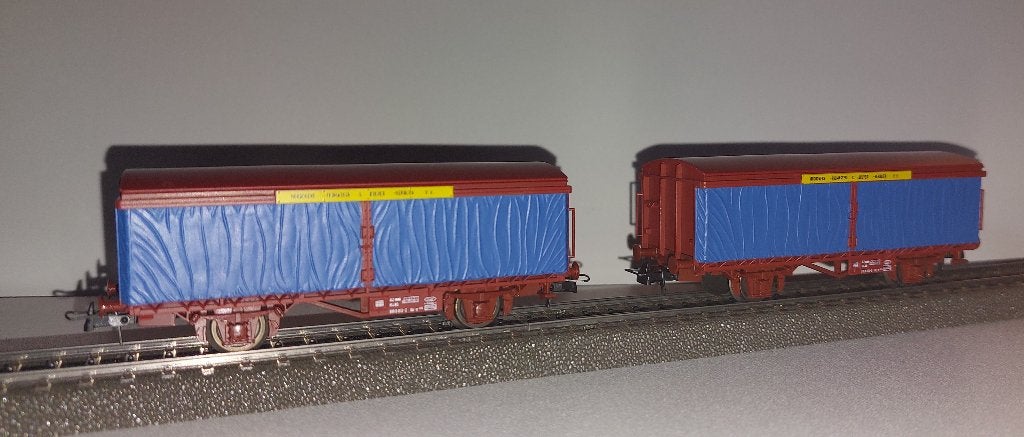 2x Roco H0 46220 - Zeilwagen staaltransport v.d.NS in ovp, Wisselstroom, Ophalen of Verzenden, NS, Roco