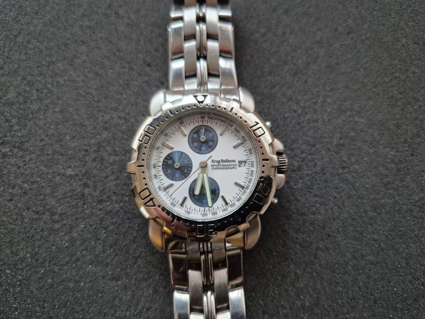 Krug Baumen Sportsmaster Chronograaf / 90s, Overige merken, Staal, Gebruikt, Staal