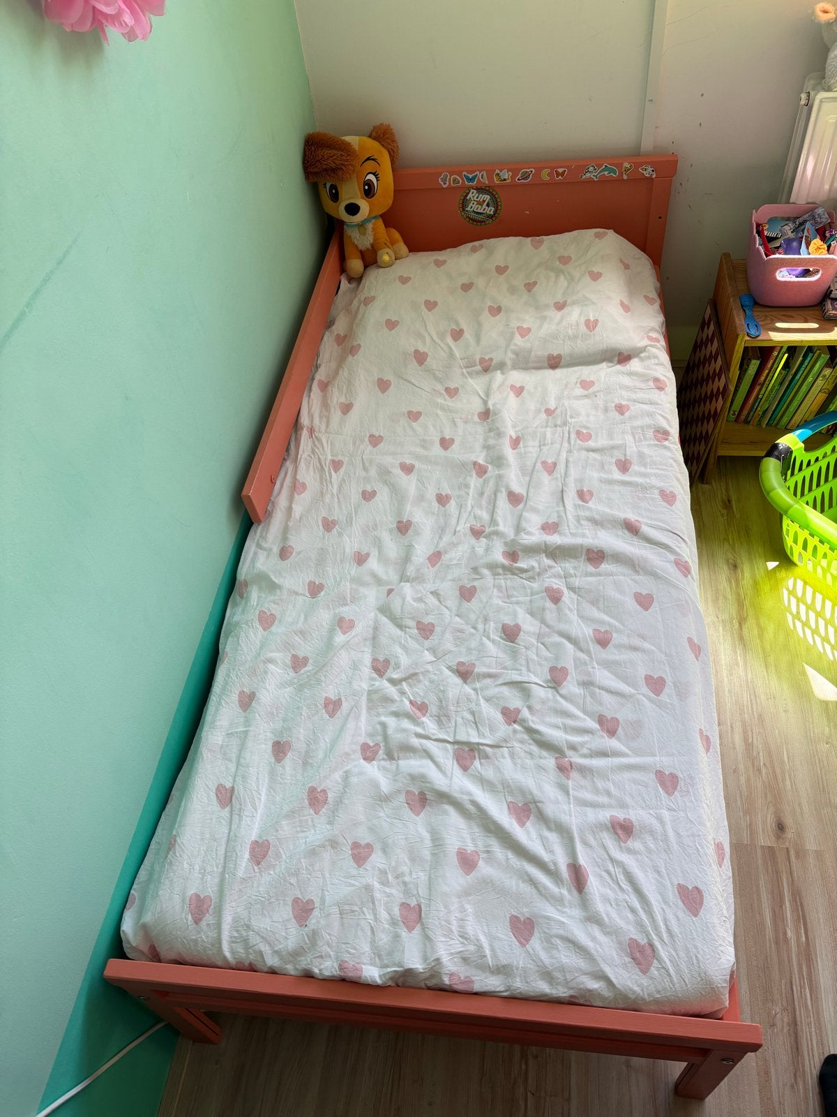 Ikea kinderbed en matras, gratis ophalen, Ophalen, Gebruikt, 70 tot 85 cm, 140 tot 160 cm