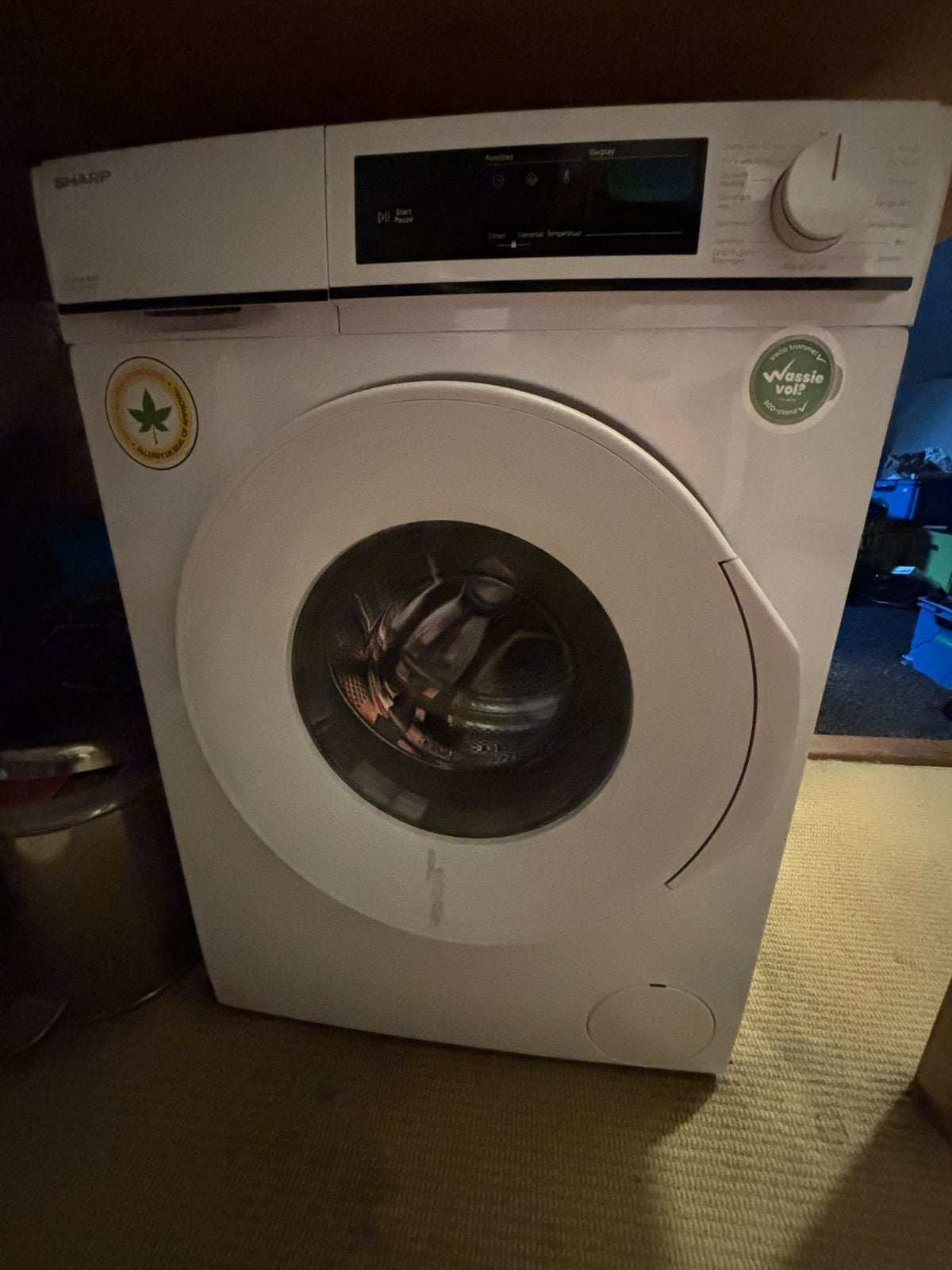 Sharp ES-NFA814BWB Wasmachine 8KG | 1400 RPM, Ophalen, 1200 tot 1600 toeren, Gebruikt, Minder dan 85 cm