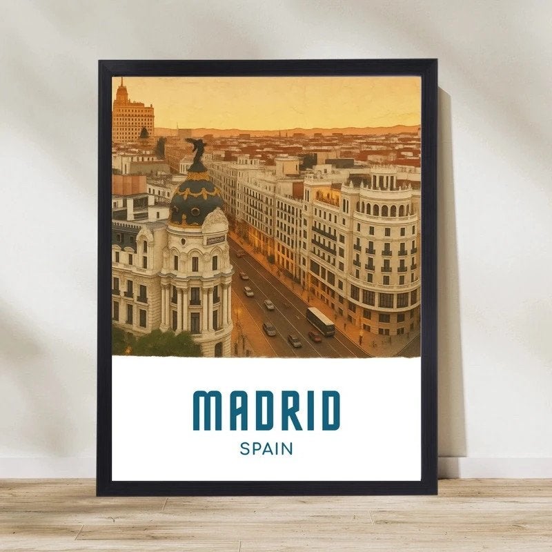 A4 Madrid Reisposter – Spanje, Ophalen of Verzenden