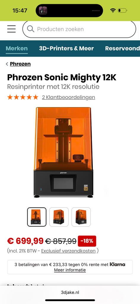 Phrozen 12k 3d printer, Computers en Software, 3D Printers, Ophalen, Gebruikt