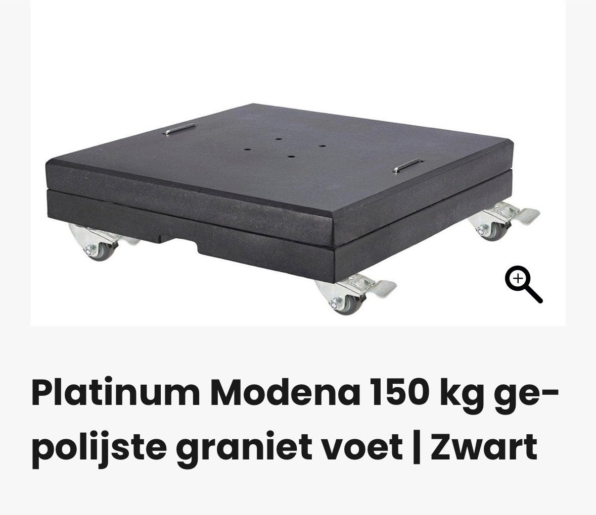 Platinum Modena 150kg/75 kg graniet parasolvoet met wielen, Ophalen of Verzenden, Zo goed als nieuw, Minder dan 1 meter, Parasolvoet