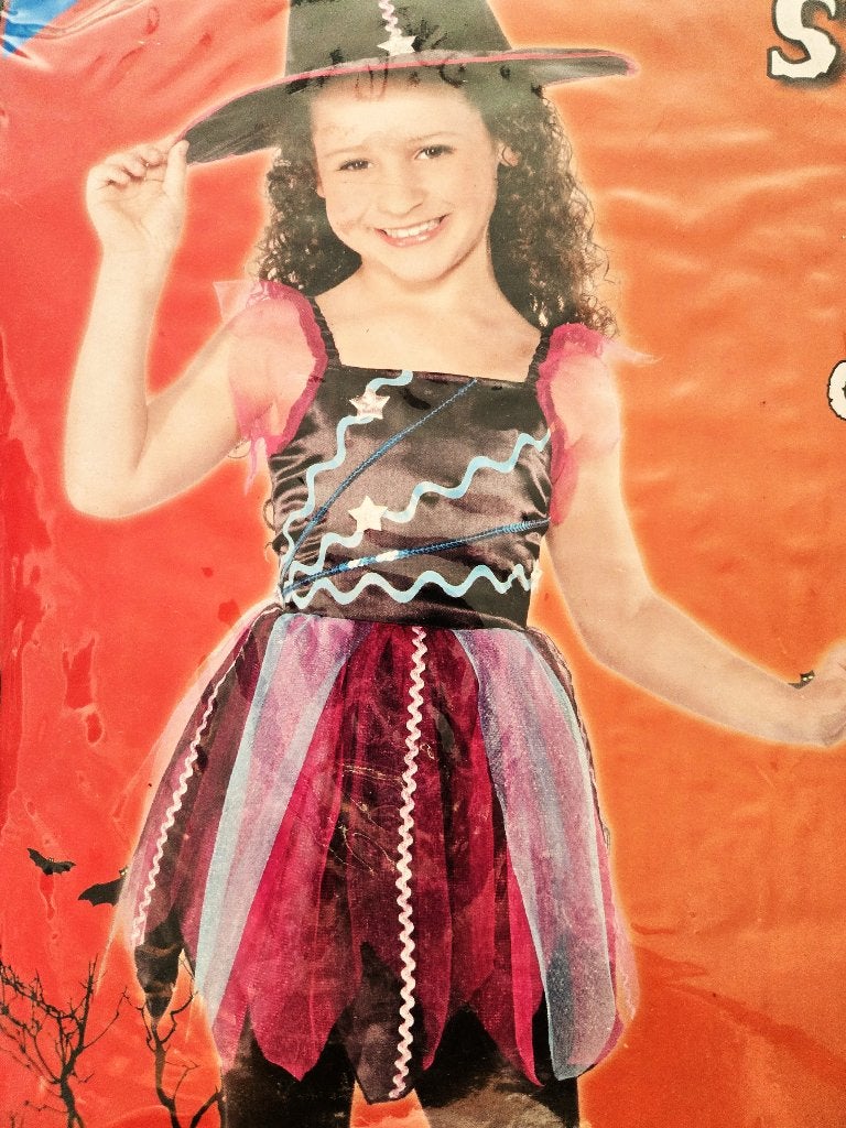 Leuke Heks + schmink outfit mt 122 / 128, Kinderen en Baby's, Carnavalskleding en Verkleedspullen, Ophalen of Verzenden, Nieuw