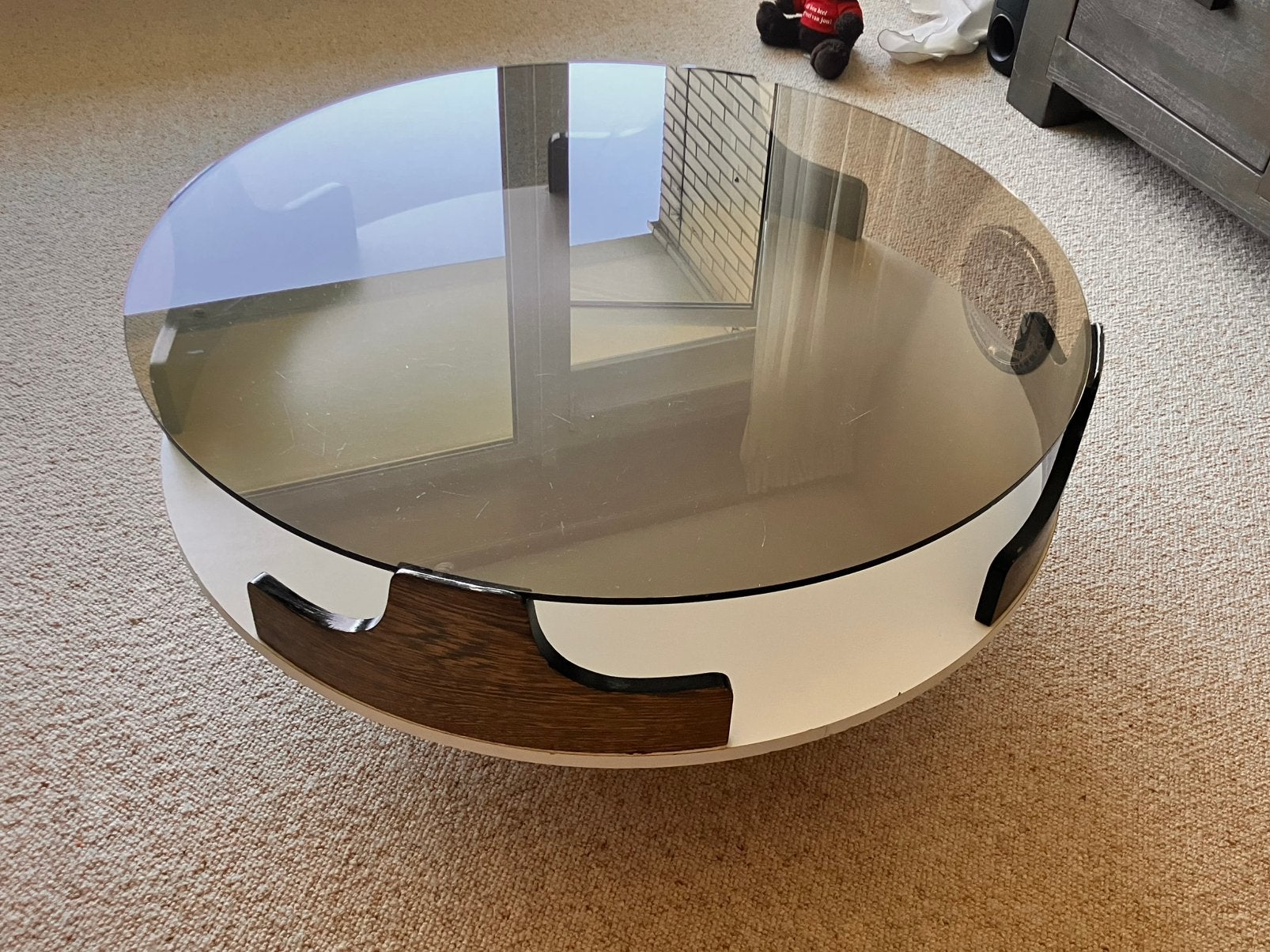 Salontafel retro, Ophalen, Zo goed als nieuw, Rechthoekig, Riet