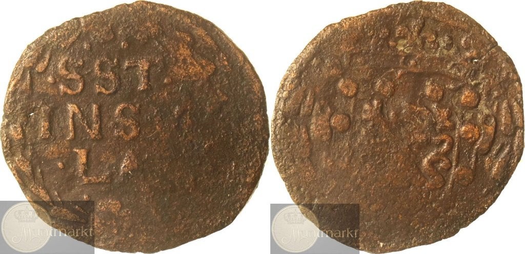 Stevensweert - Duit z.j.(1628-1632) - VARIANT grote bezanten, Ophalen of Verzenden, Vóór koninkrijk, Overige waardes, Losse munt