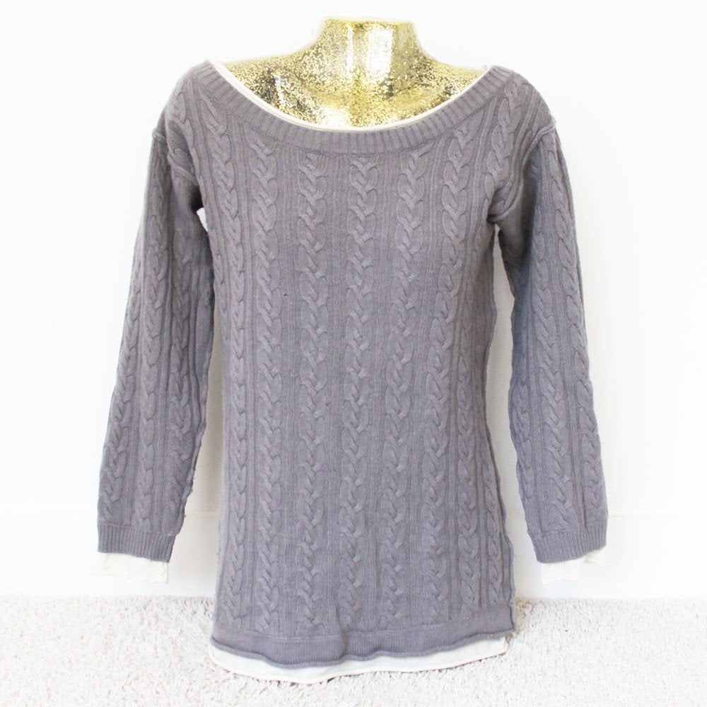 Zeer Zachte Moschino Kabeltrui - 102 (Maat 38) € 45,-, Maat 38/40 (M), Zo goed als nieuw, Grijs, Moschino