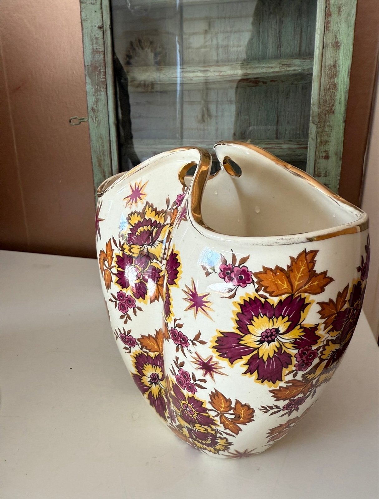Vintage Boch Frères Keralux Vaas "Fleurs de Saxe" jaren '30, Ophalen