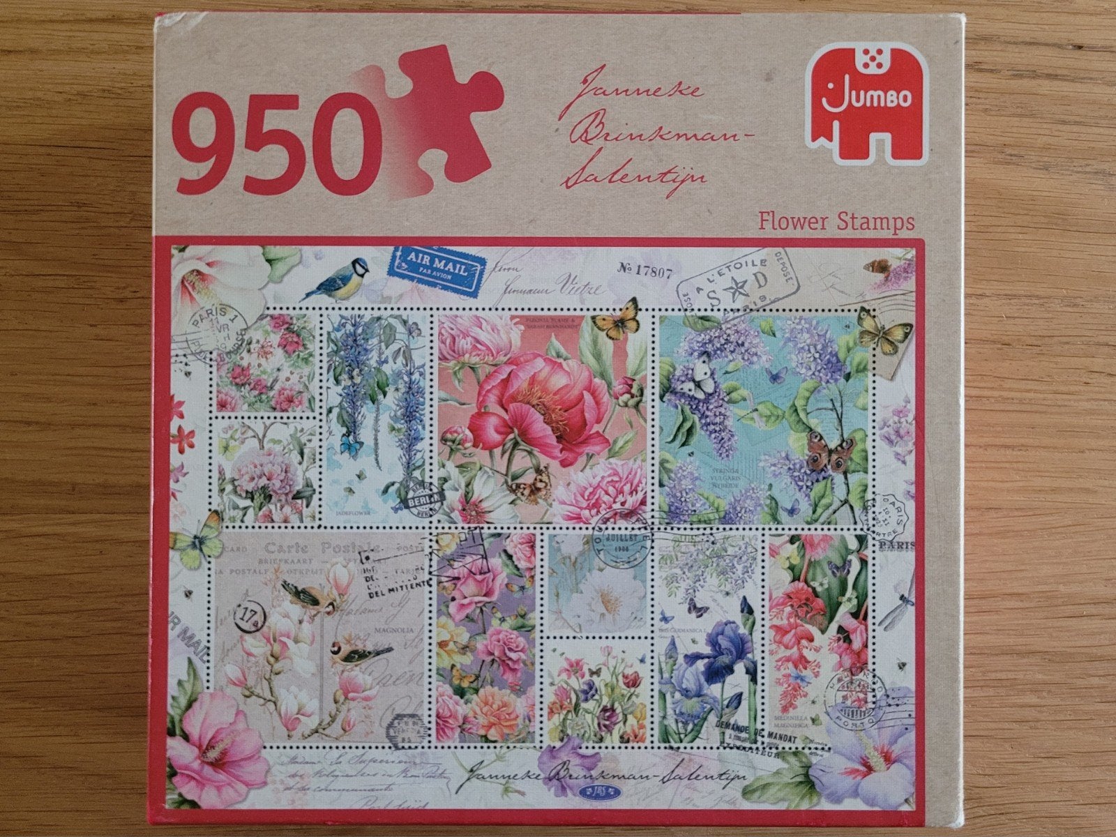 Jumbo puzzel 950, bloemenpostzegels, COMPLEET, IZGS!, Ophalen of Verzenden, 500 t/m 1500 stukjes, Zo goed als nieuw