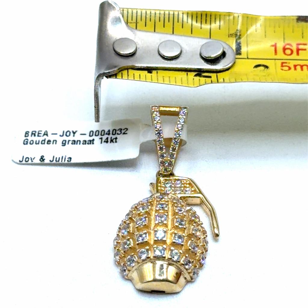 Gouden Granaat Hanger 14kt met Zirkonia - Nieuw, Www.bredajuwelier.nl, Nieuw, Ophalen of Verzenden, Kruis of Symbool