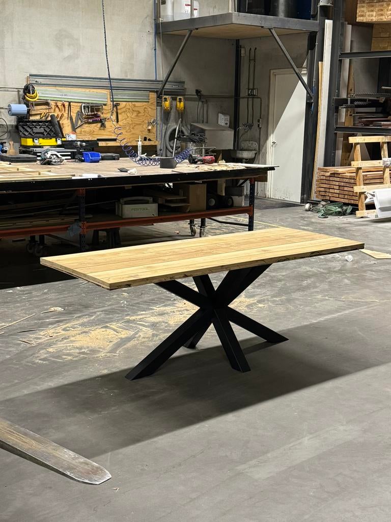 Eiken eetafel, Ophalen, 50 tot 100 cm, Zo goed als nieuw, 150 tot 200 cm