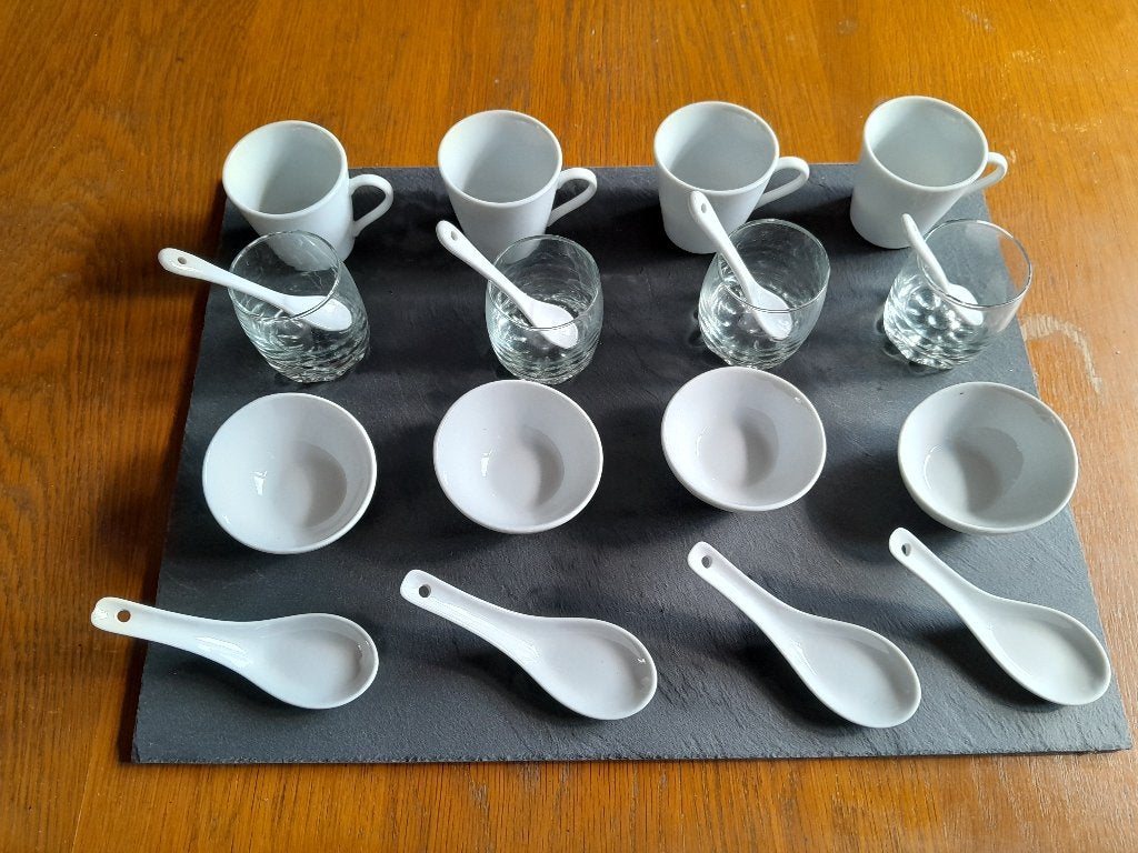 Serveerplank voor amuse/aperitief hapjes 21 delig nieuw, Huis en Inrichting, Snij-/serveerplank, Nieuw, Ophalen of Verzenden, Steen/keramiek