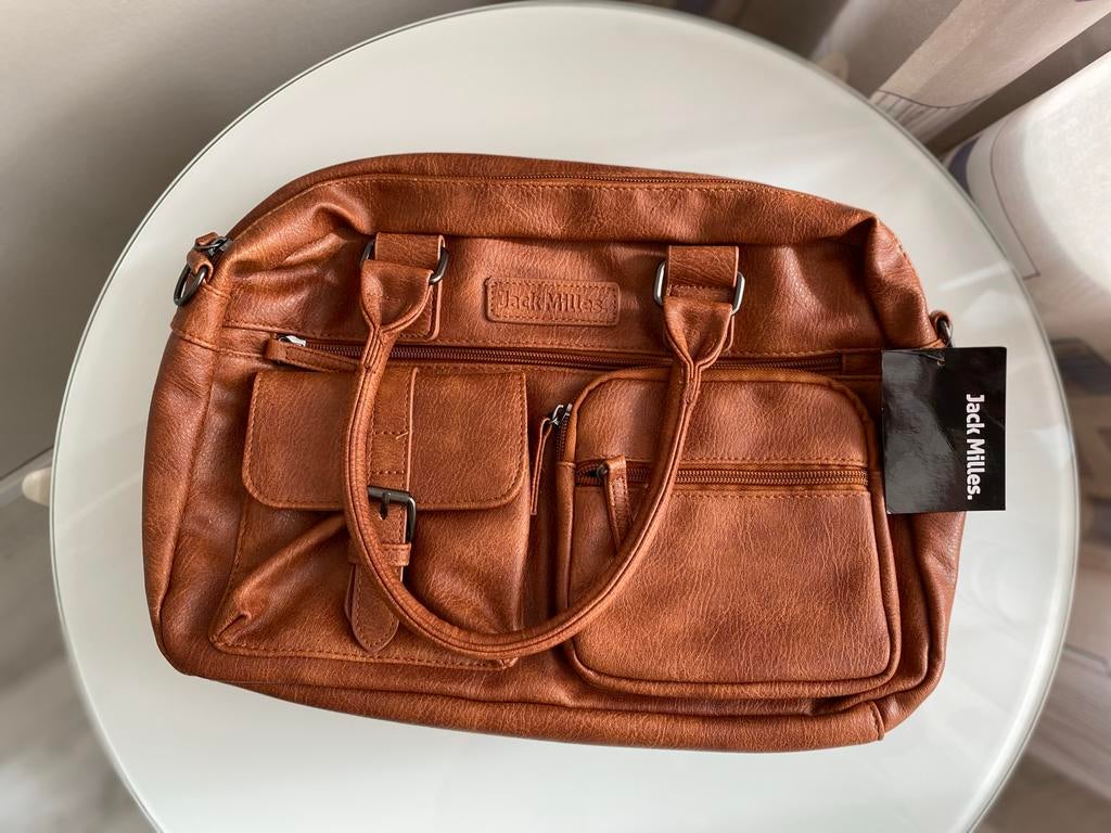 Jack Milles Handtas Bruin - Nieuw met label, Ophalen of Verzenden, Nieuw, Bruin, Handtas
