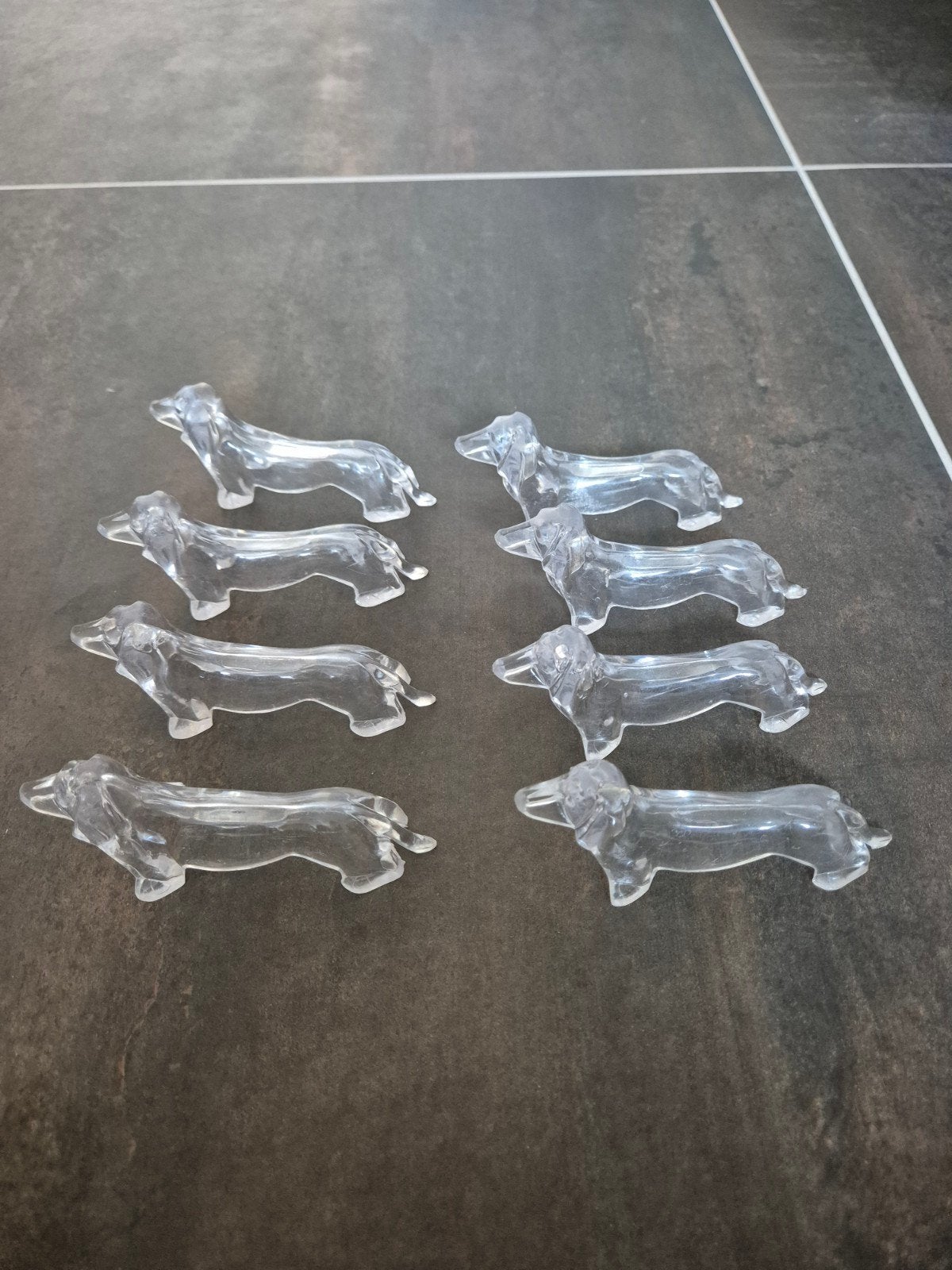 Set van 8 Teckel Bestekhouders - Vintage, Antiek en Kunst, Ophalen of Verzenden