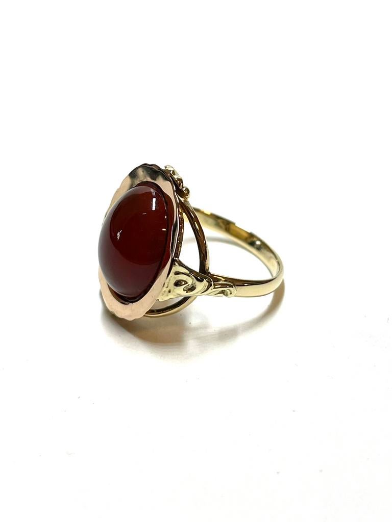 14k gouden ring met een carneool, -, -, Ophalen of Verzenden, Zo goed als nieuw