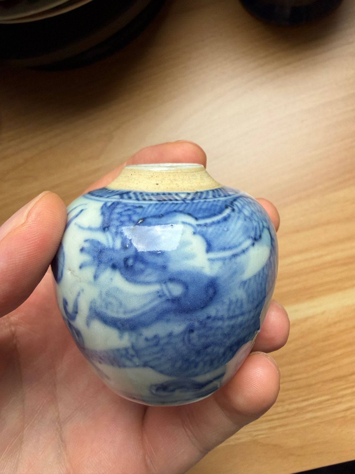 Antieke Chinese Blauw-Witte Drakenpot, Ophalen of Verzenden