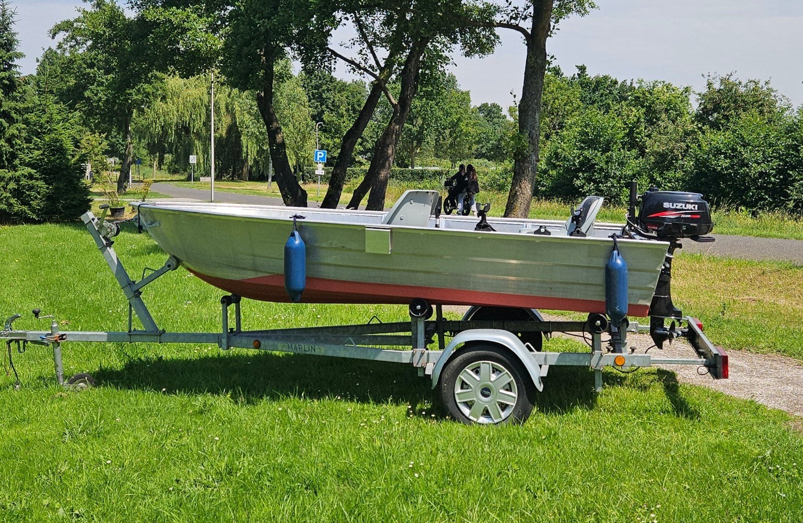 Compleet aluminium visboot  buitenboordmotor en trailer, Buitenboordmotor, Aluminium, Visboot, Trailer