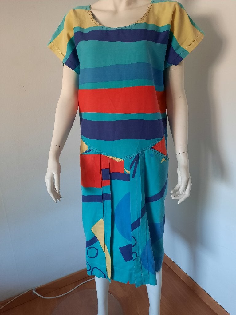Exclusieve vintage Finse jurk Fenno mt XL 46-48 Marimekko, Blauw, Maat 46/48 (XL) of groter, Ophalen of Verzenden, Fenno