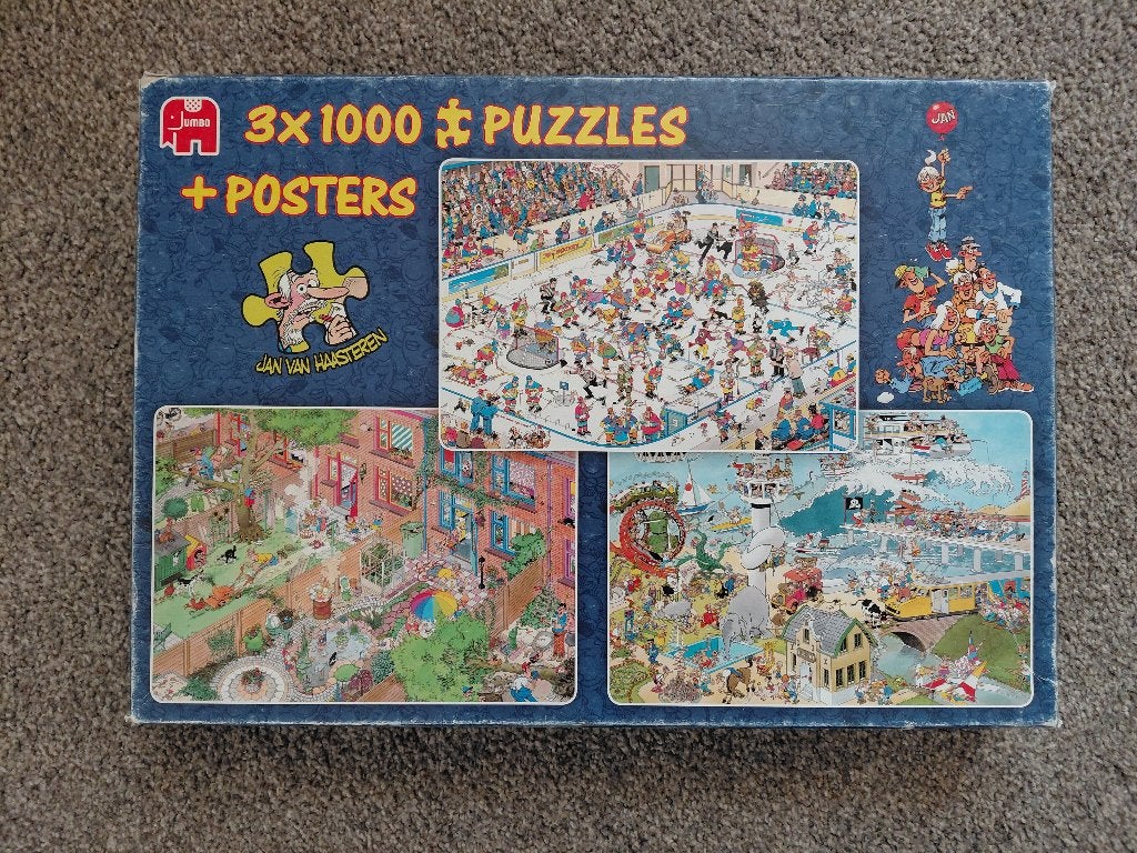 Jan van Haasteren 3x 1000 stukjes, Ophalen of Verzenden, 500 t/m 1500 stukjes, Gebruikt, Legpuzzel