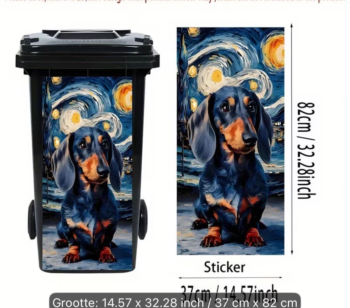 Sticker Teckelafbeelding voor op de vuilcontainer, Ophalen of Verzenden, Nieuw, Dier en Natuur