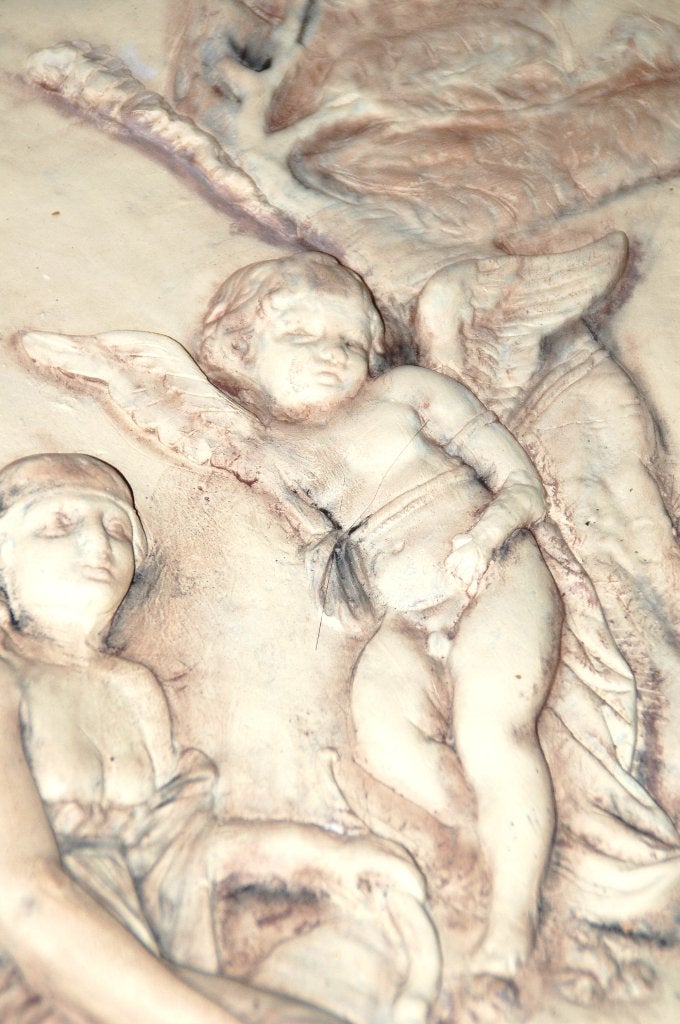Een antieke stuck wand/plafon plaat, Ophalen of Verzenden