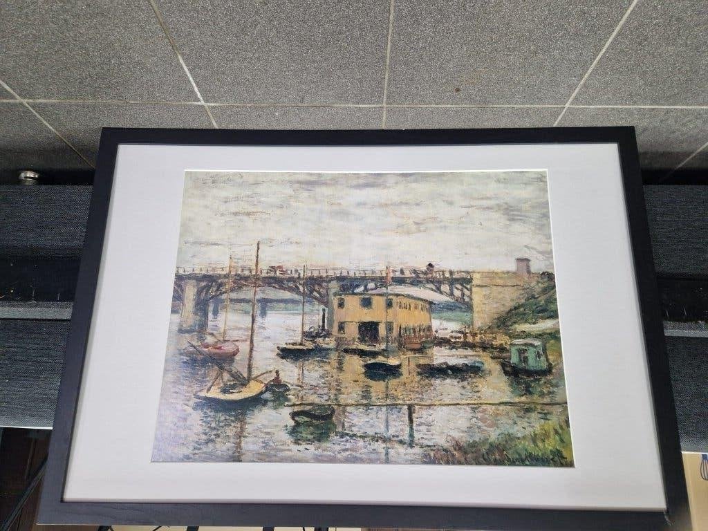 Claude monet the bridge at argenteuil, 50 – 75, Ophalen of Verzenden, 75 tot 100 cm, Print