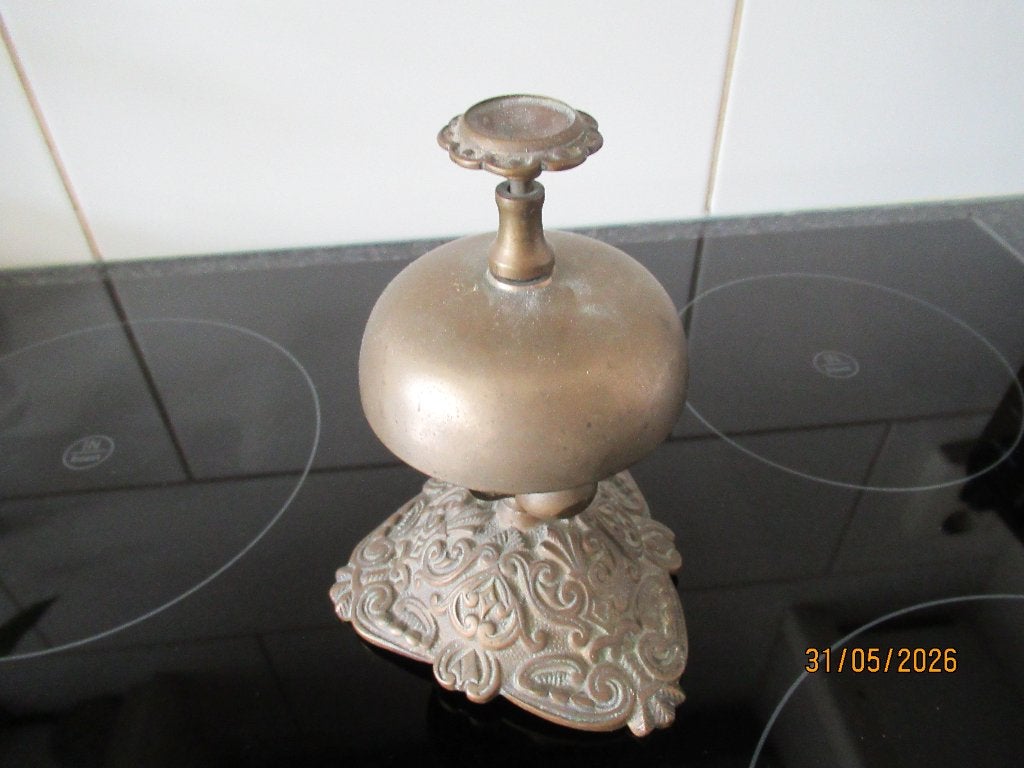 LEUKE OUDE BRONZEN? KOPEREN? HOTELBEL-RECEPTIE- BEL, Antiek en Kunst, Curiosa en Brocante, Ophalen of Verzenden