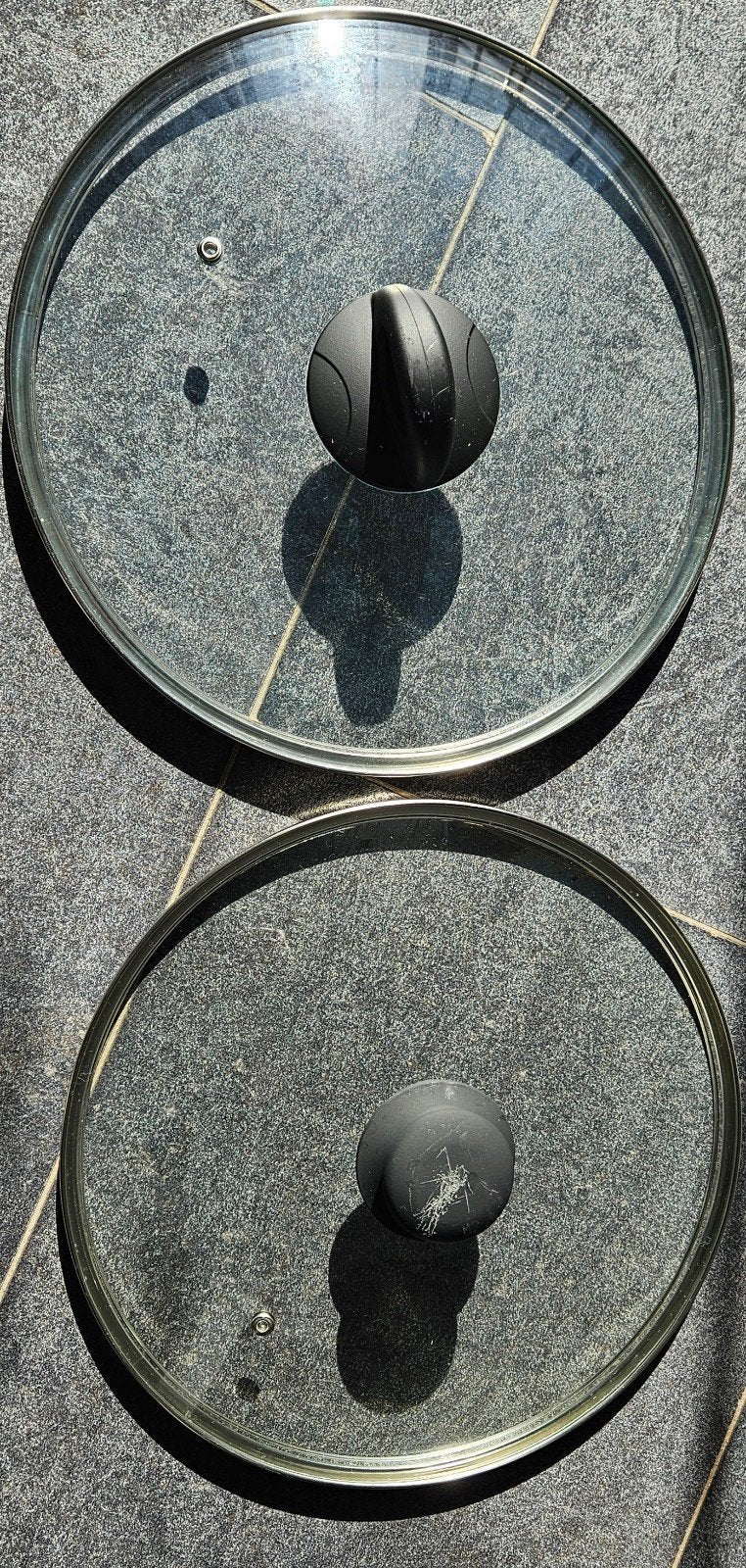 Glazen deksels voor pannen - Set van 2 28 cm diameter, Huis en Inrichting, Ophalen, Zwart, Glas, Overige typen