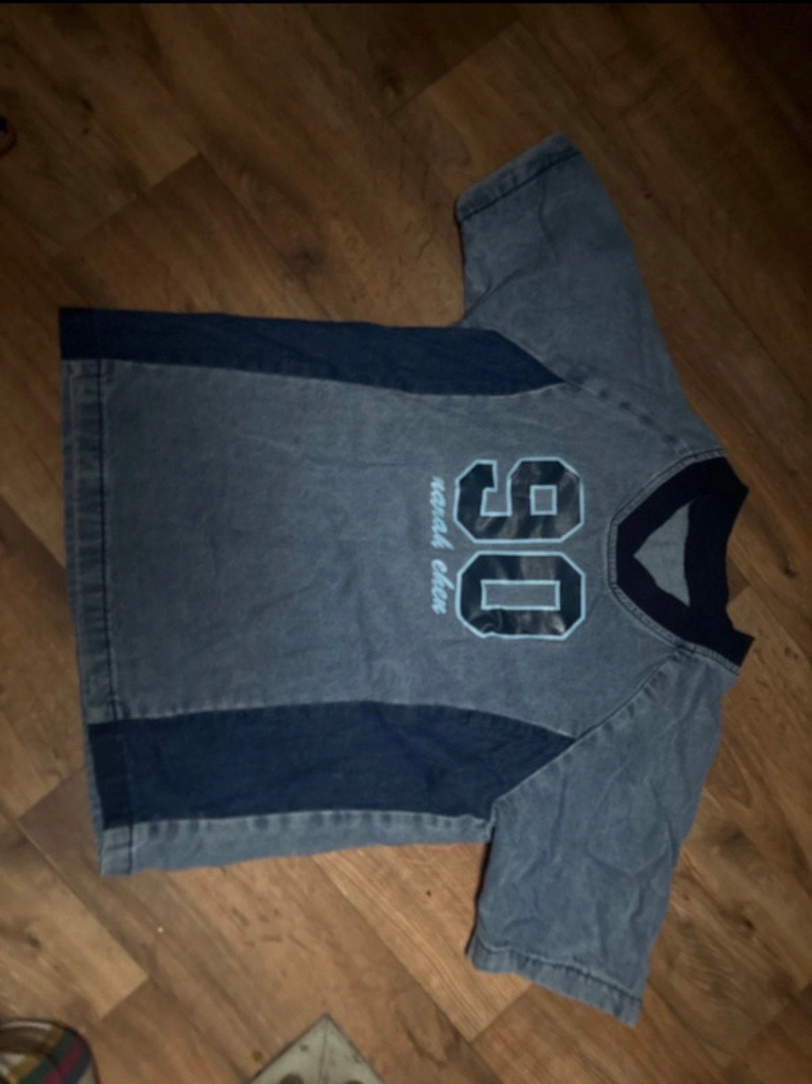 Vintage T-shirt met '90' opdruk - Maat M, Kleding | Dames, T-shirts, Verzenden, Gedragen, Blauw