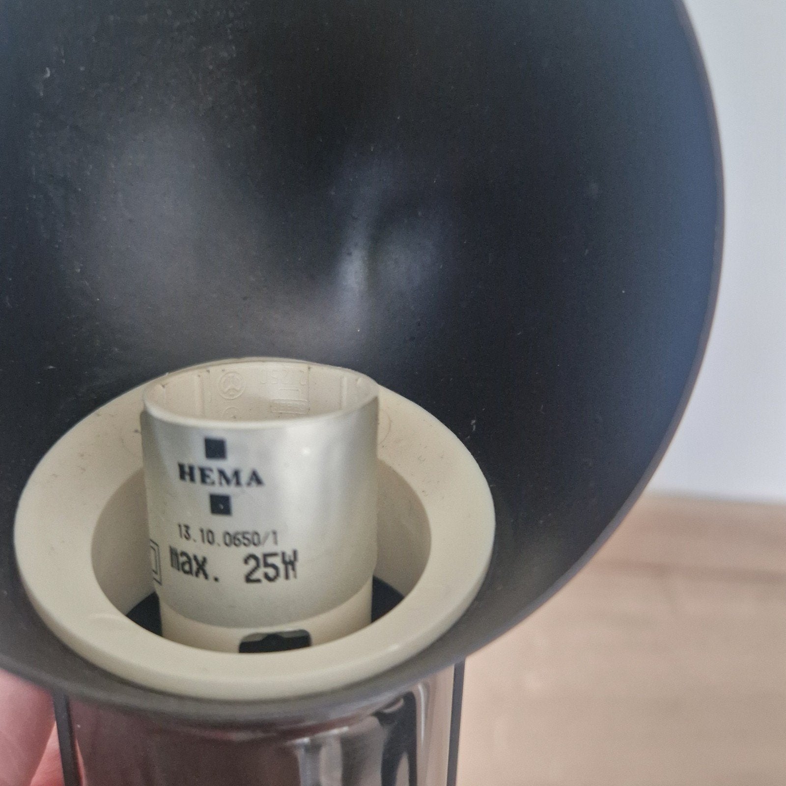 Vintage Hema Stekkerlamp - Zwart, Ophalen of Verzenden, Gebruikt, Vintage