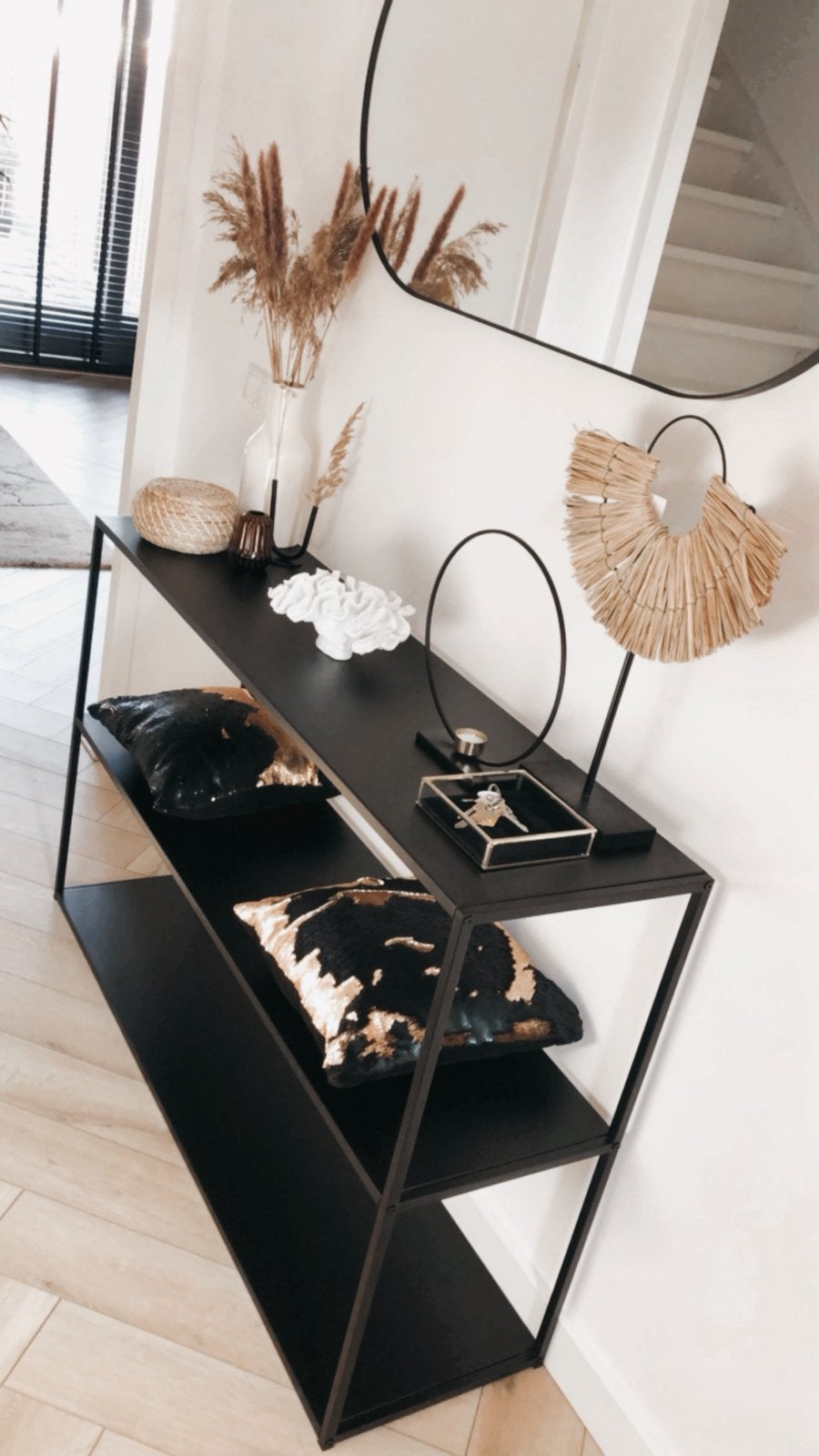 Industriële Zwarte Sidetable!, Ophalen, Gebruikt, 100 tot 150 cm, 25 tot 50 cm