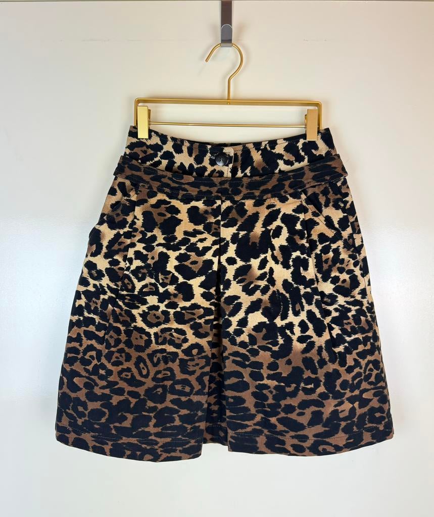 Sportmax rok skirt leopard animal print mini sezane style S, Kleding | Dames, Rokken, Bruin, Ophalen of Verzenden, Zo goed als nieuw