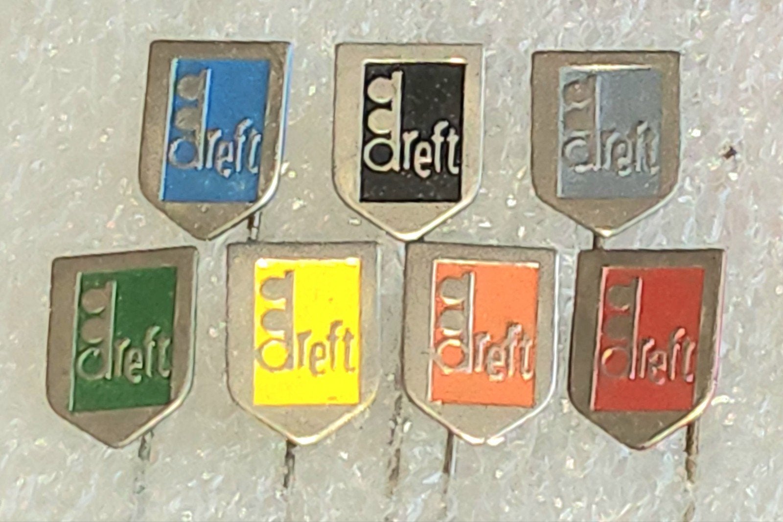 Set van 7 Dreft Speldjes in diverse kleuren, Verzamelen, Ophalen of Verzenden, Gebruikt