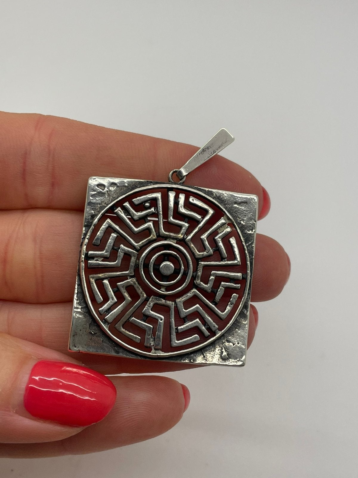 F512 Prachtige zilveren TEKA hanger geometrisch ontwerp, Sieraden, Tassen en Uiterlijk, Ophalen of Verzenden, Zilver, Hanger
