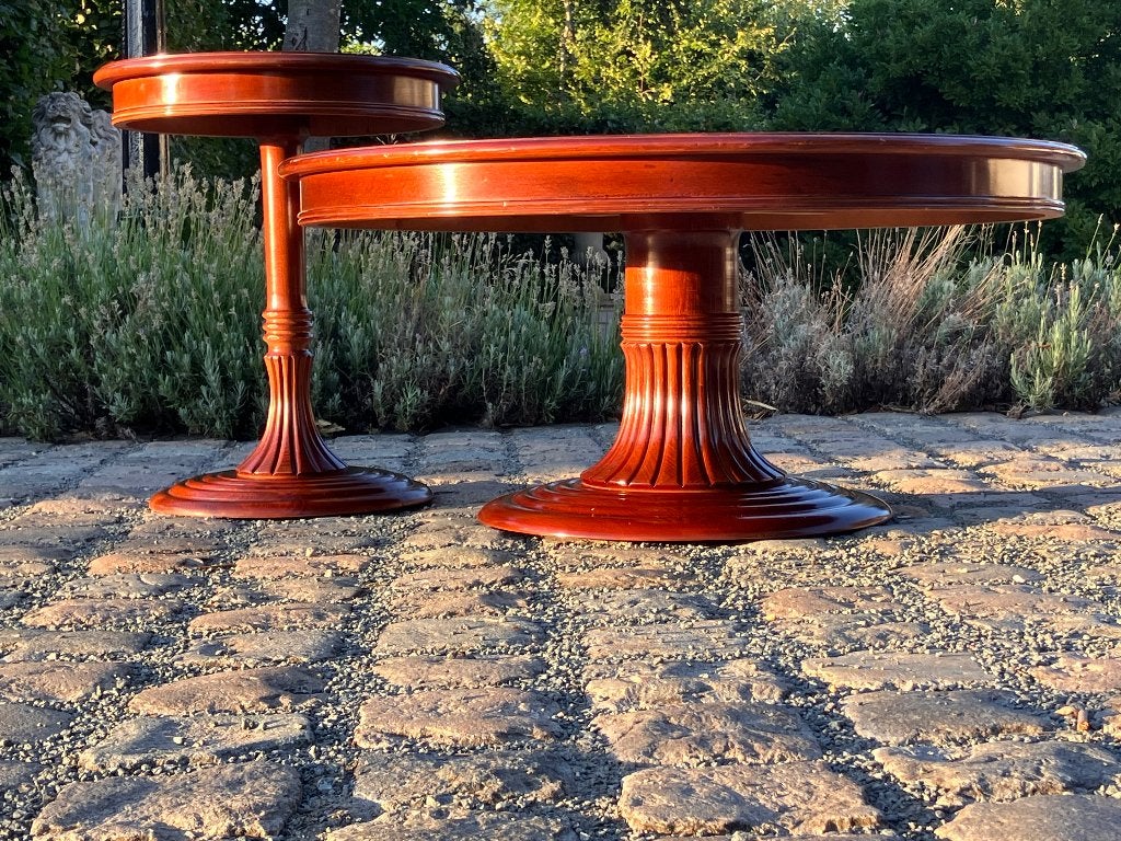 Unieke set Empire stijl mahonie salontafel + Wijntafel !!!, Ophalen, 100 tot 150 cm, Empire, Rond