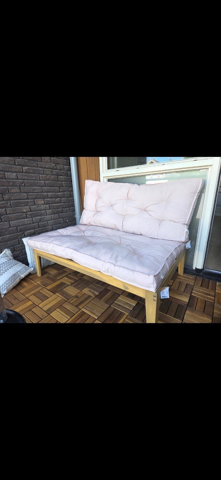 Palletbank met kussen, Ophalen, Zo goed als nieuw, Hout