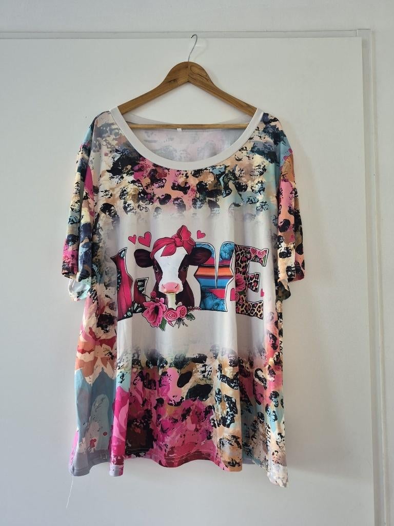 T-shirt maat 54 / 6XL dames - meerkleurig, Kleding | Dames, Grote Maten, Overige kleuren, Shirt of Top, Ophalen of Verzenden, Onbekend
