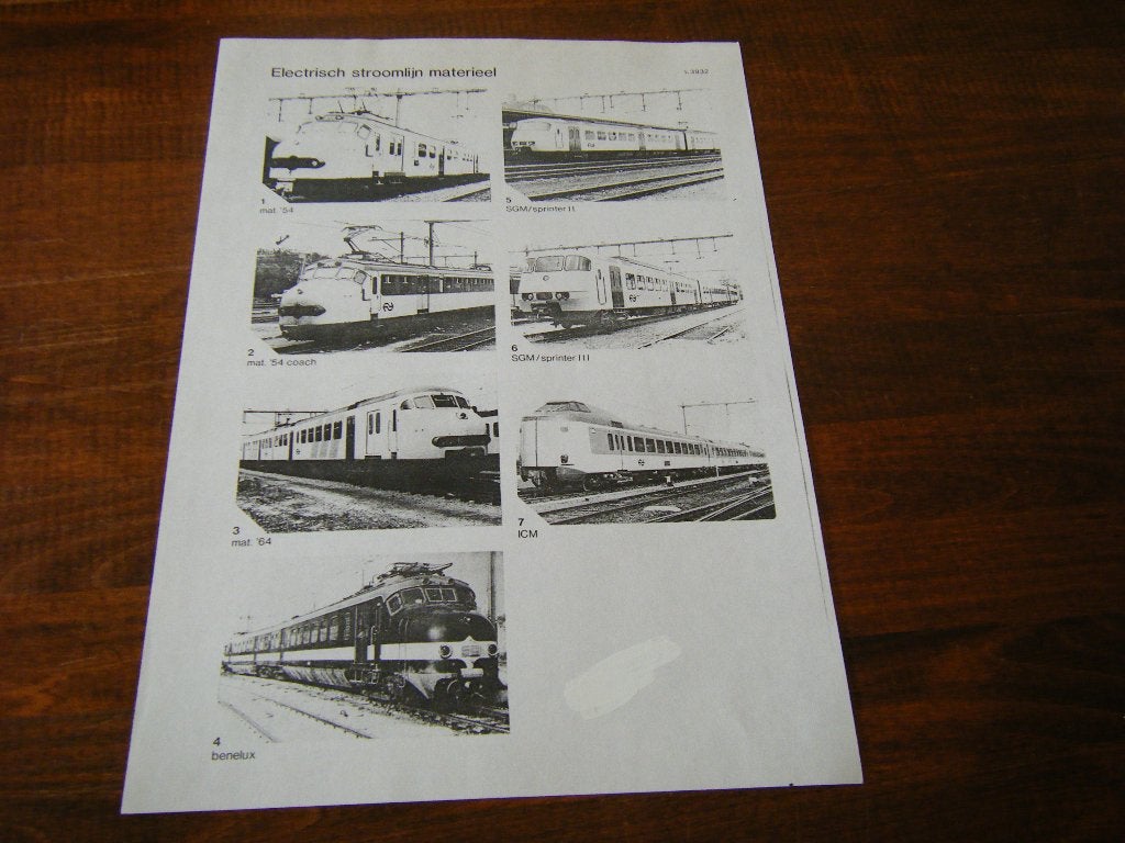 O43 - Treinen NS - Overzicht Materieel - 5 x A4 - Mooi, Ophalen of Verzenden, Gebruikt, Trein, Overige typen