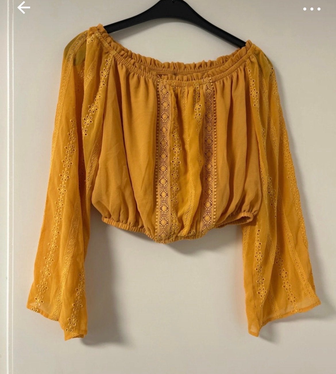 H&M Mosterdgele Dames Blouse Maat M Polyester Linnen, Kleding | Dames, Ophalen of Verzenden, Zo goed als nieuw, Maat 38/40 (M)