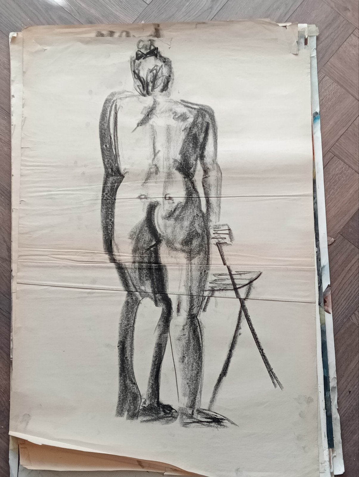 tekening jaren 90 staand naakt, Ophalen of Verzenden