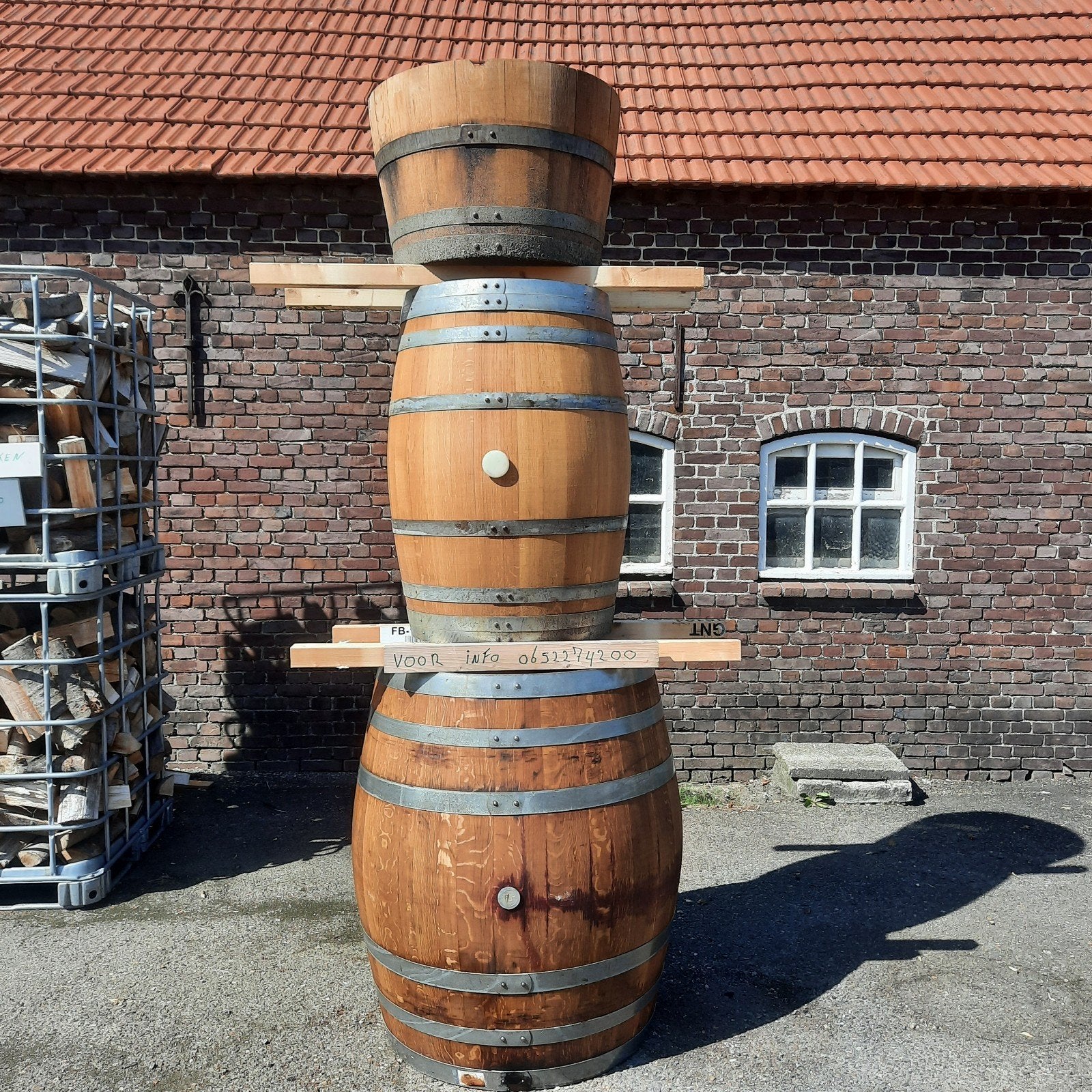 Te koop wijnvat ,bloembak tuinset ,hangtafel statafel, 150 liter of meer, Ophalen, Hout