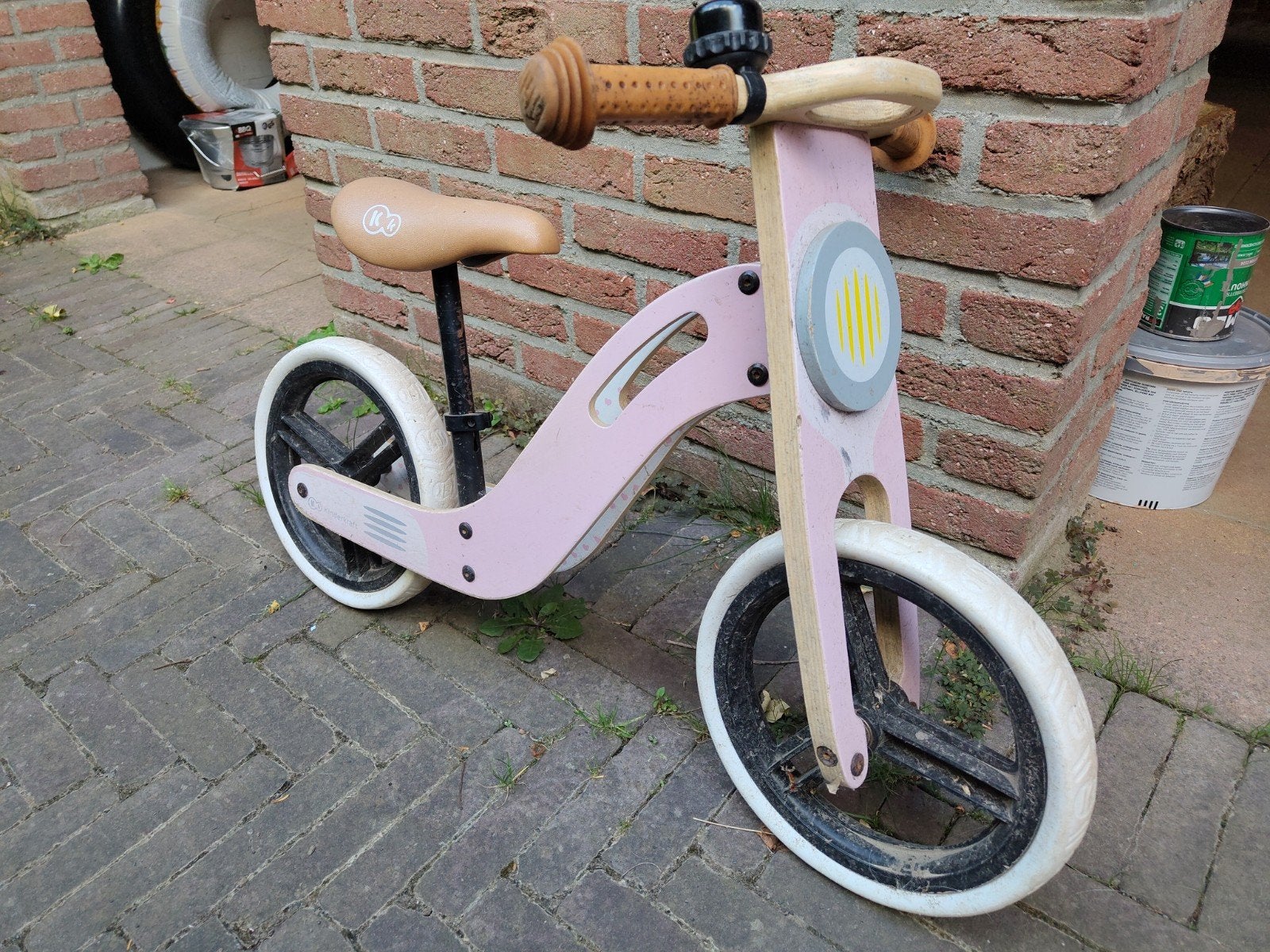 Kinderkraft Loopfiets - Roze Houten Balansfiets, Ophalen