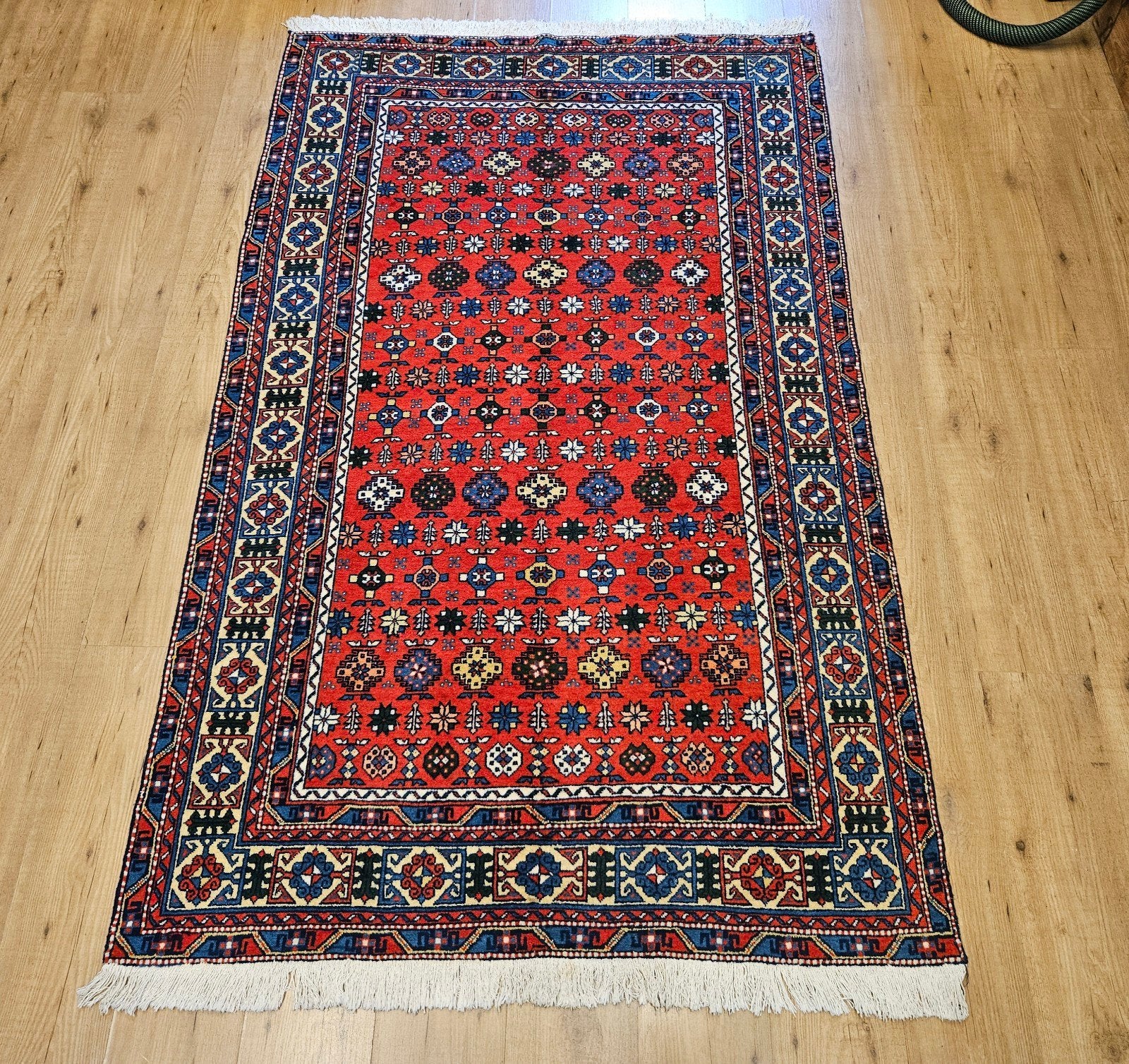Handgeknoopt perzisch tapijt hamadan 220x130, Info@SlatsAntiek.nl, Geel, 100 tot 150 cm, Perzisch