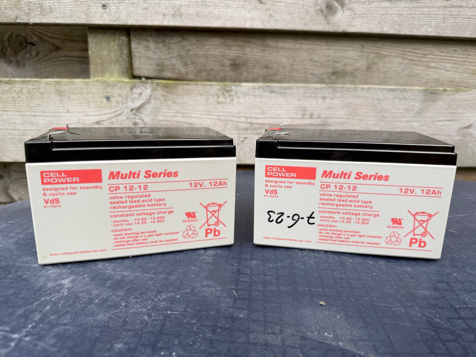 2x Cell Power CP 12-12 accu 12V 12Ah – getest – alarm/UPS, Ophalen, Gebruikt, Oplaadbaar