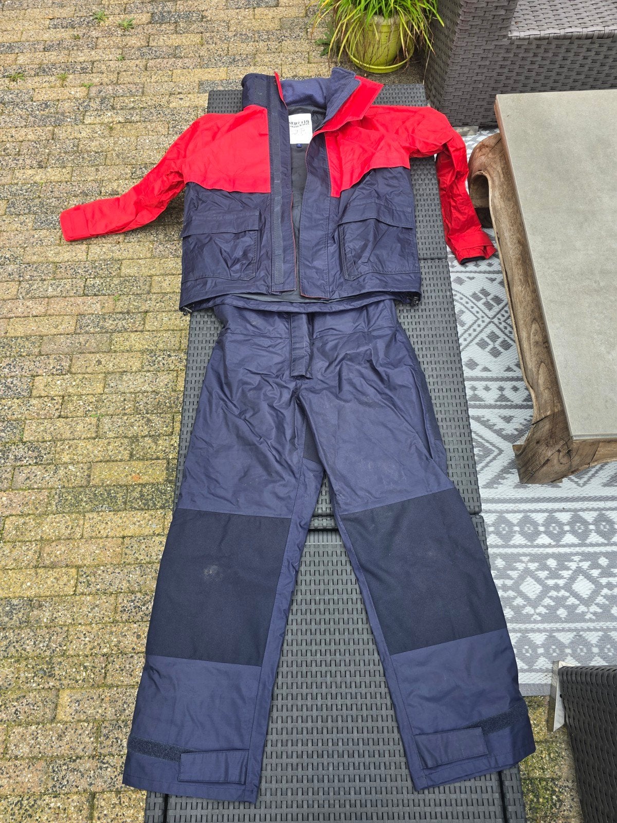 Zeilpak (jas en broek) maat S met reddingsvest en laarzen, Ophalen of Verzenden, Zo goed als nieuw, Zeilpak