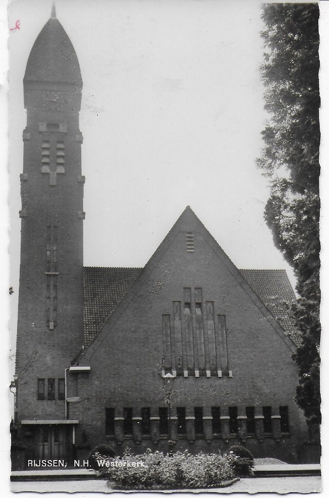 K57 oude gelopen ansichtkaart rijssen n h westerkerk, Ophalen of Verzenden, 1980 tot heden, Gelopen